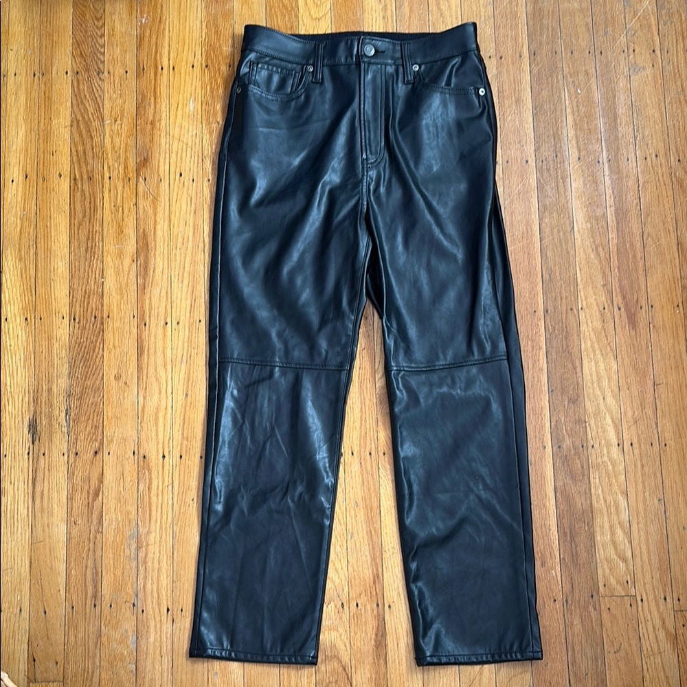 Gap Cheeky Straight Sky High Black Faux Leather Pants